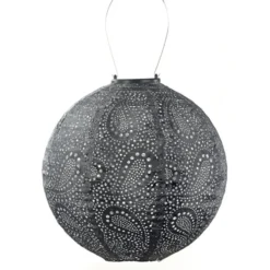 LUMIZ Solar Lampion Paisley Rond - 30 cm - Donker Grijs