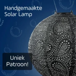 LUMIZ Solar Lampion Paisley Rond - 30 cm - Donker Grijs