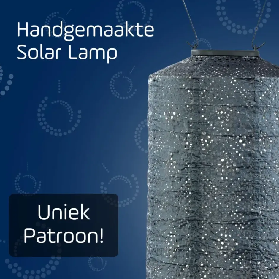 LUMIZ Solar Lampion Topaze Cylinder - 18 cm - Grijs Blauw