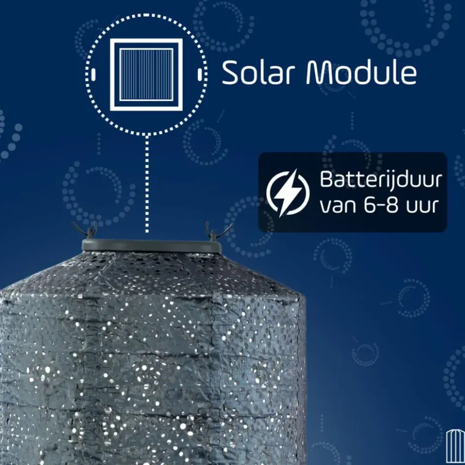 LUMIZ Solar Lampion Topaze Cylinder - 18 cm - Grijs Blauw