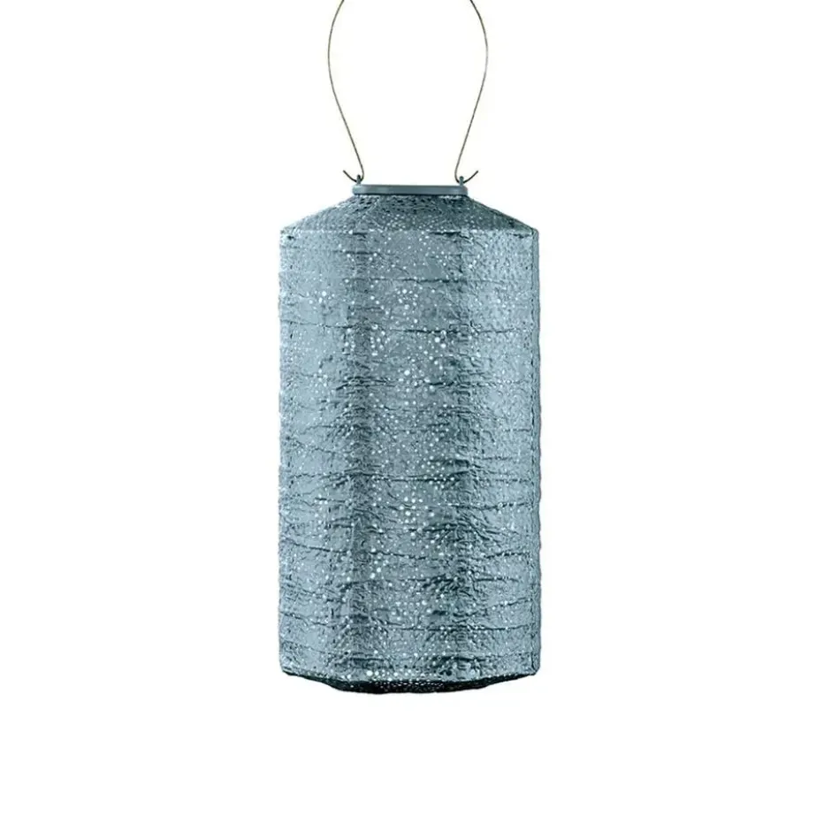 LUMIZ Solar Lampion Topaze Cylinder - 18 cm - Grijs Blauw