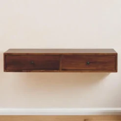 Lunar Chestnut Wandgemonteerde Console, 2 Lades, Donkerbruin