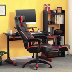 Luxe Gamestoel - Met Hoofdkussen - Kunstleer - Zwart & Rood
