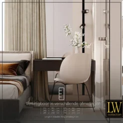 LW Collection Gordijnen Beige 270x290cm Velvet Kant en klaar 1 stuk