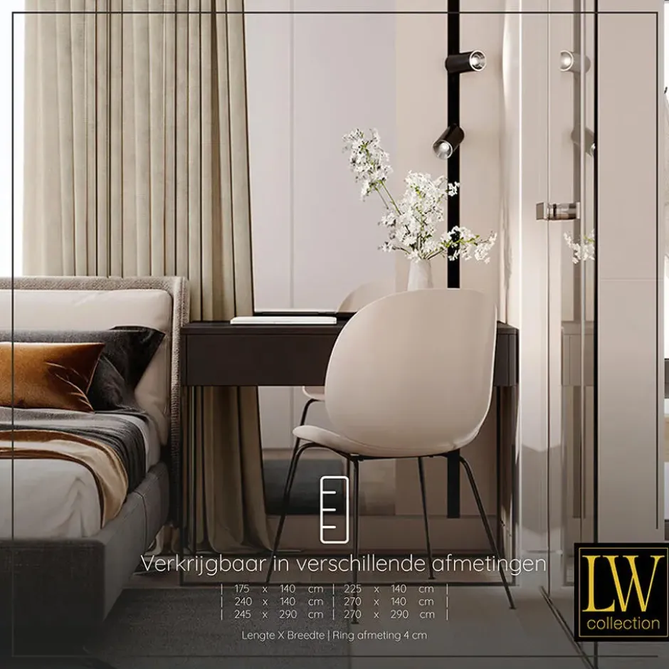 LW Collection Gordijnen Beige 270x290cm Velvet Kant en klaar 1 stuk
