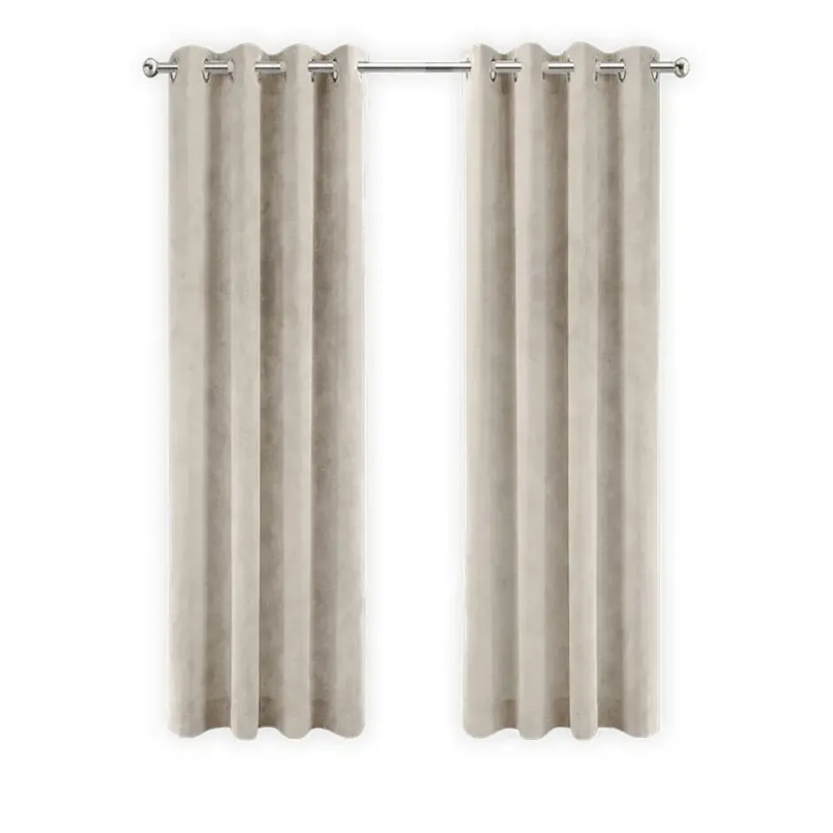 LW Collection Gordijnen Beige 270x290cm Velvet Kant en klaar 1 stuk