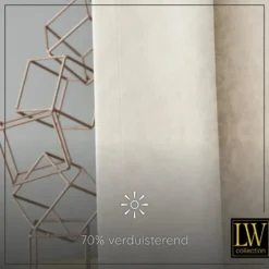 LW Collection Gordijnen Beige 245x290cm Velvet Kant en klaar 1 stuk