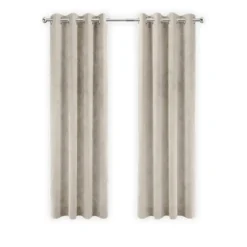 LW Collection Gordijnen Beige 245x290cm Velvet Kant en klaar 1 stuk