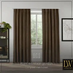 LW Collection Gordijnen bruin 270x140CM met haakjes Velvet 1 stuk