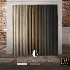 LW Collection Gordijnen bruin 270x140CM met haakjes Velvet 1 stuk