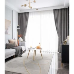 LW Collection Gordijnen Grijs 270x290cm Velvet Kant en klaar 1 stuk