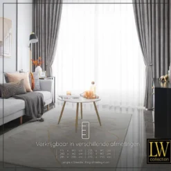 LW Collection Gordijnen Grijs 270x290cm Velvet Kant en klaar 1 stuk