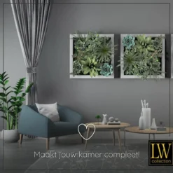 LW Collection Gordijnen Grijs 270x140cm Velvet Kant en klaar 1 stuk
