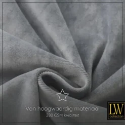 LW Collection Gordijnen Grijs 270x140cm Velvet Kant en klaar 1 stuk