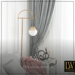 LW Collection Gordijnen Grijs 270x140cm Velvet Kant en klaar 1 stuk