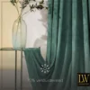 LW Collection Gordijnen Groen 245x290cm Velvet Kant en klaar 1 stuk