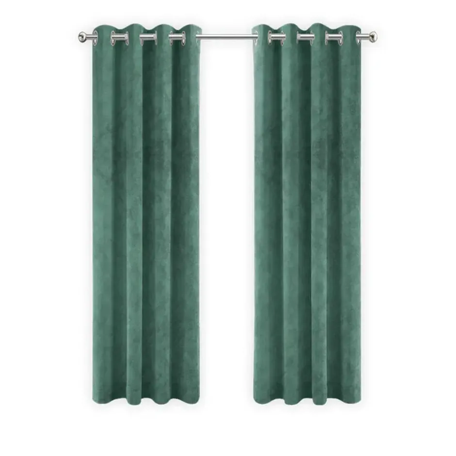 LW Collection Gordijnen Groen 270X140CM velvet kant en klaar 1 stuk