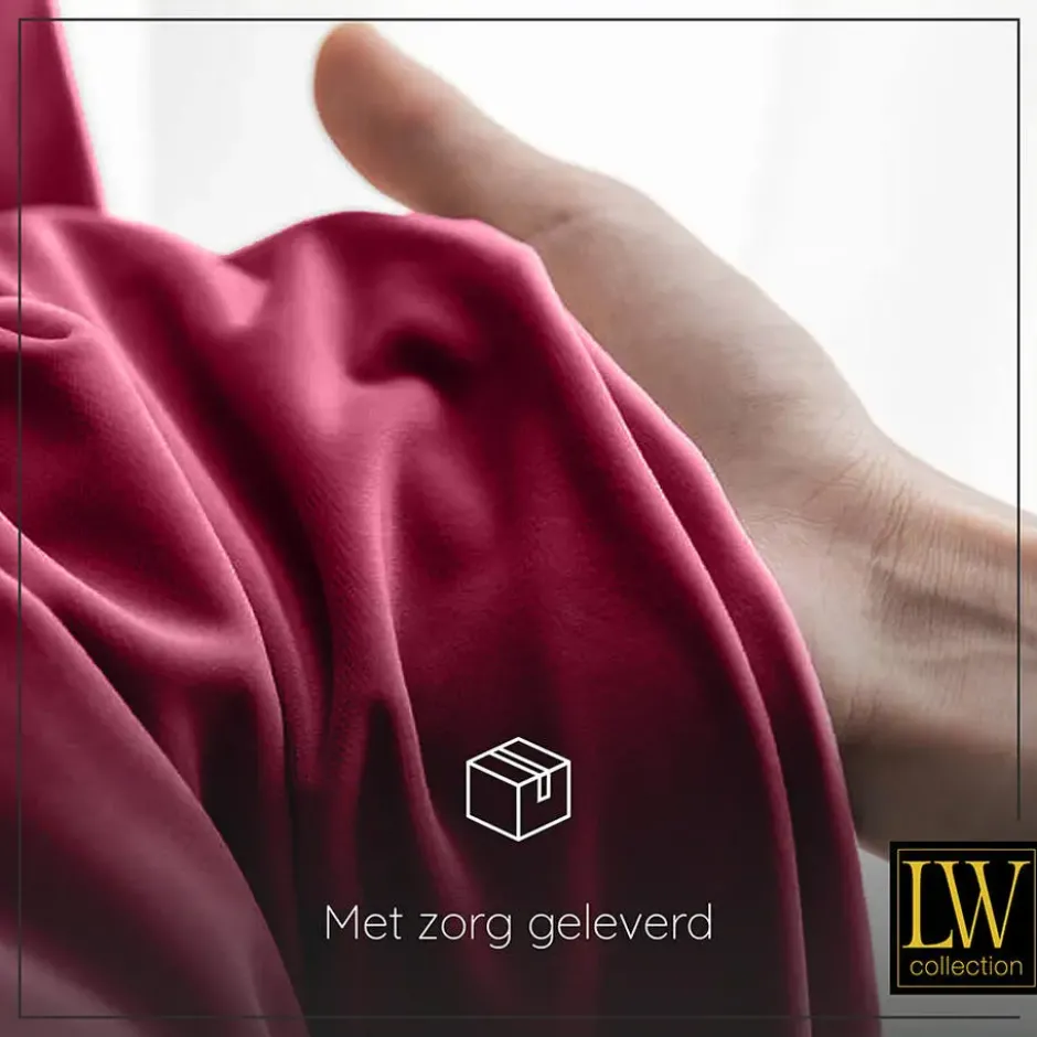 LW Collection Gordijnen Rood 245x290cm Velvet Kant en klaar 1 stuk