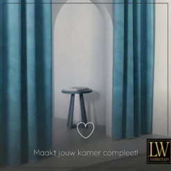 LW Collection Gordijnen Turquoise 270X140CM velvet kant en klaar 1 stuk