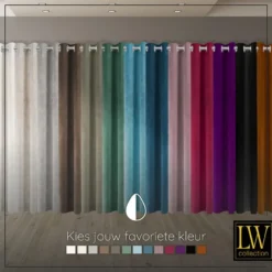 LW Collection Gordijnen Turquoise 270X140CM velvet kant en klaar 1 stuk