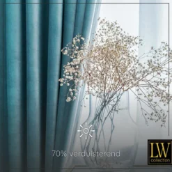 LW Collection Gordijnen Turquoise 270X140CM velvet kant en klaar 1 stuk