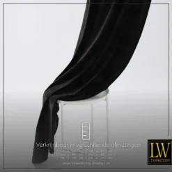 LW Collection Gordijnen Zwart 245x290cm Velvet Kant en klaar 1 stuk