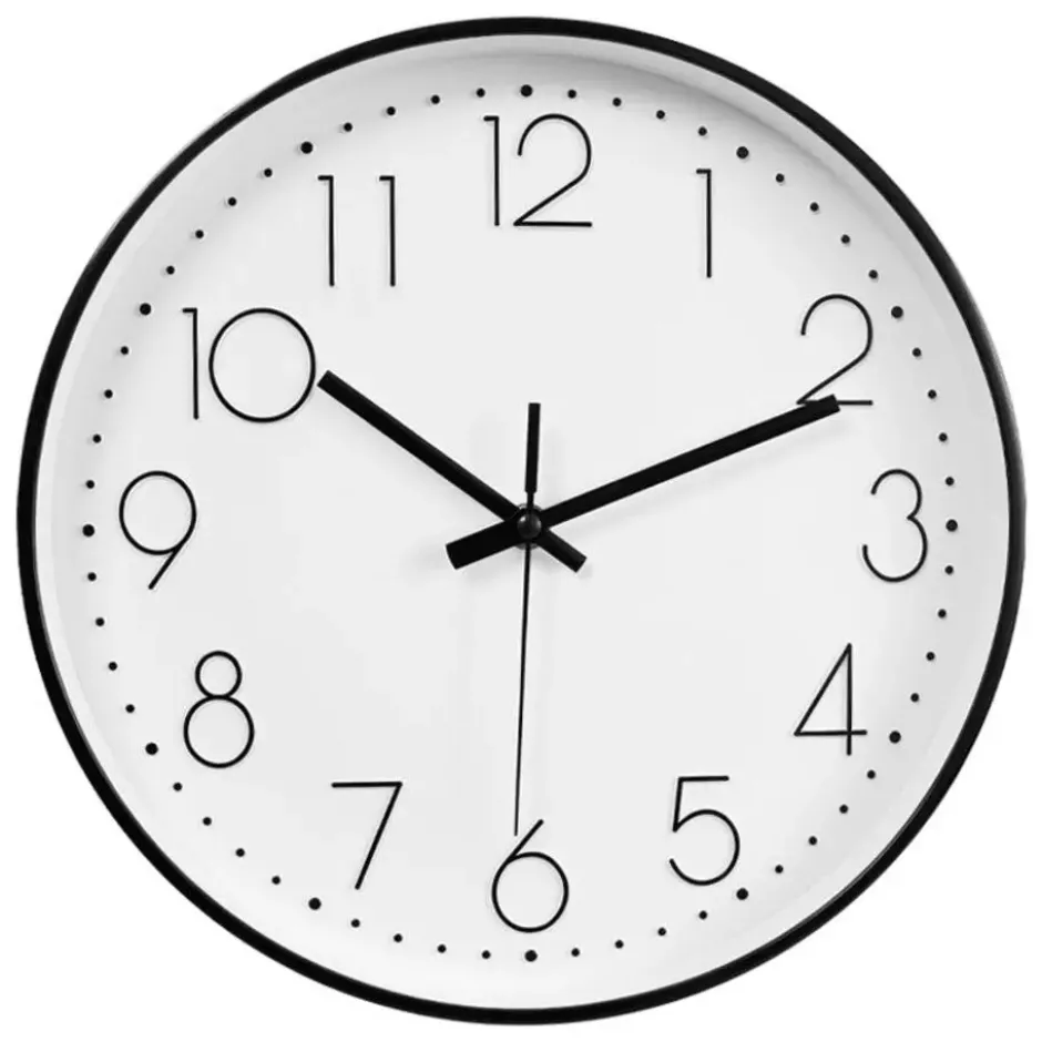 LW Collection Keukenklok Delon zwart wit 30cm