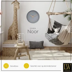 LW Collection Keukenklok Noor Grijs 30cm