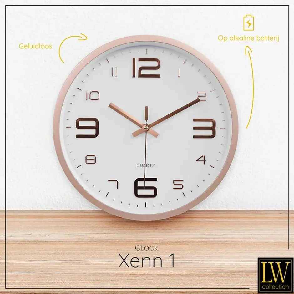 LW Collection Keukenklok Xenn1 rosé wit 30cm