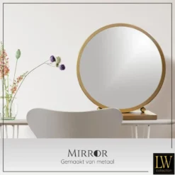 LW Collection Tafel spiegel goud 30x32 cm metaal