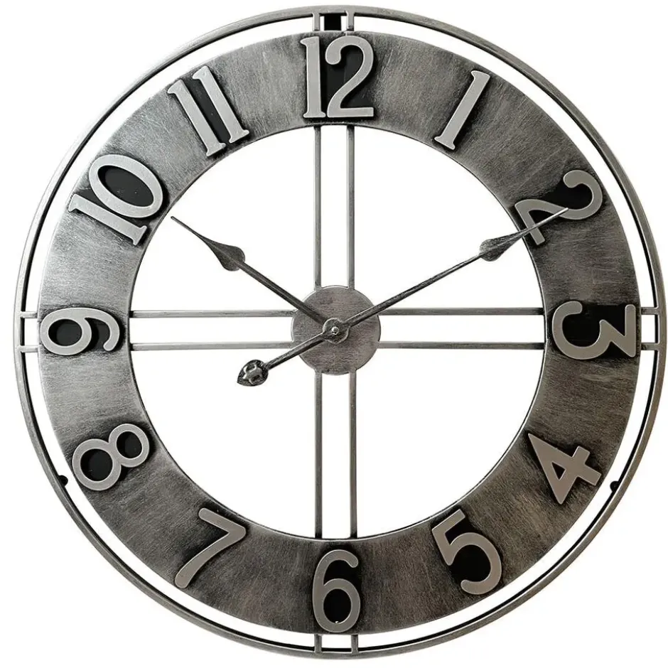 LW Collection Wandklok Becka grijs zilver 80cm