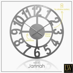 LW Collection Wandklok Jannah zilver 60cm