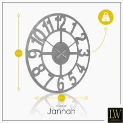 LW Collection Wandklok Jannah zilver 60cm