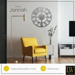LW Collection Wandklok Jannah zilver 60cm