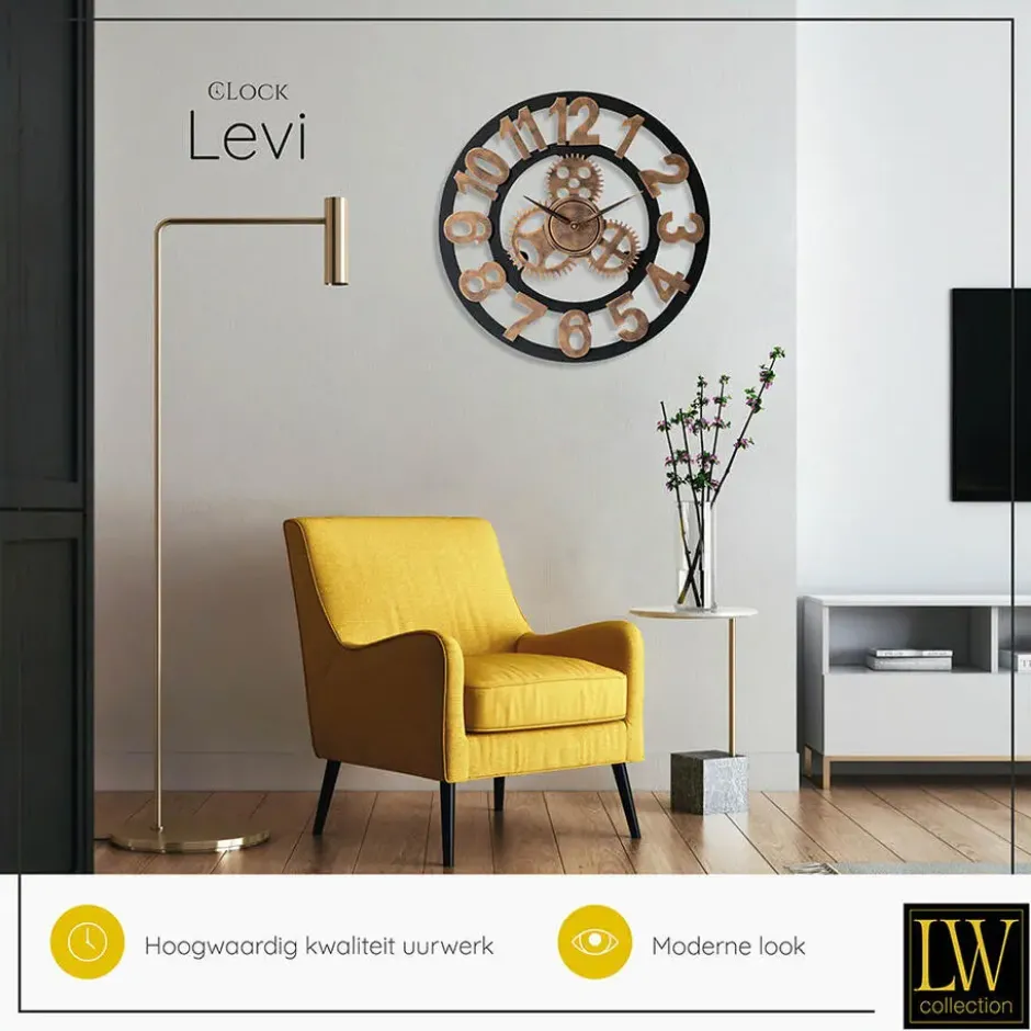 LW Collection Wandklok Levi brons cijfers 60cm