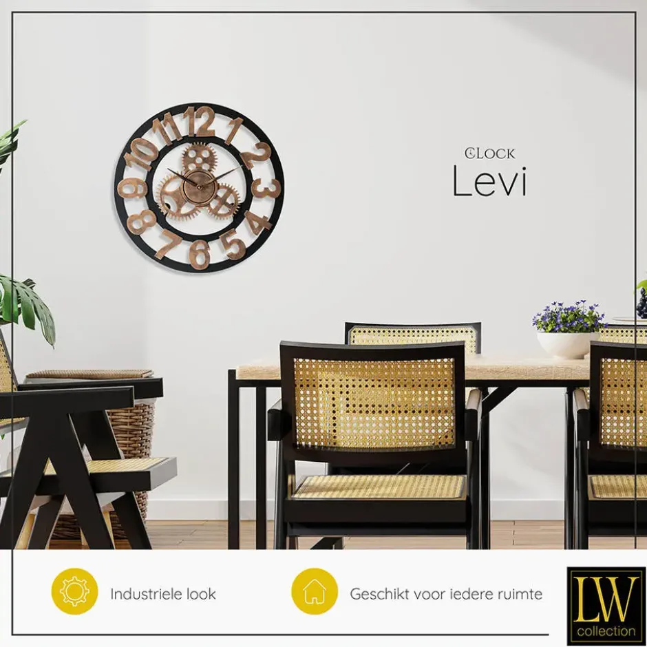 LW Collection Wandklok Levi brons cijfers 60cm