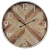 LW Collection Wandklok Saylor zilver en hout 60cm