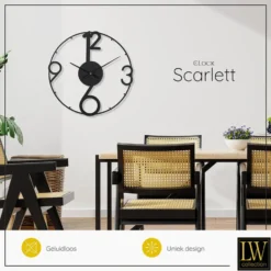 LW Collection Wandklok Scarlett Zwart 60cm - Wandklok