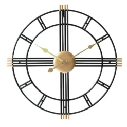 LW Collection Wandklok William zwart goud 60cm
