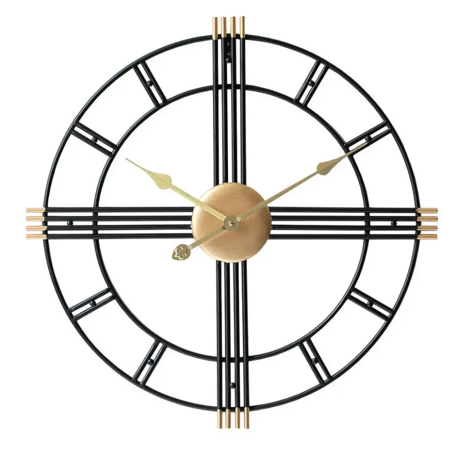 LW Collection Wandklok William zwart goud 60cm