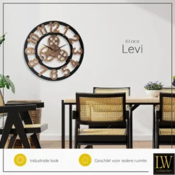 LW Collection Wandklok XL Levi brons cijfers 80cm