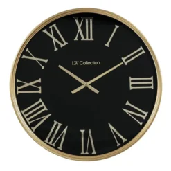 LW Collection Wandklok XL Sierra Goud zwart 80cm