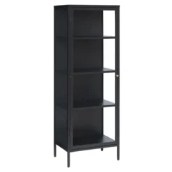 LykkeHome vitrinekast Kaya zwart metaal 58x40x160cm