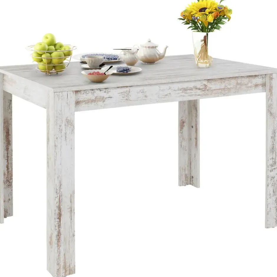 Lynn - Eettafel 120x90 cm 6 personen in antiek wit MDF