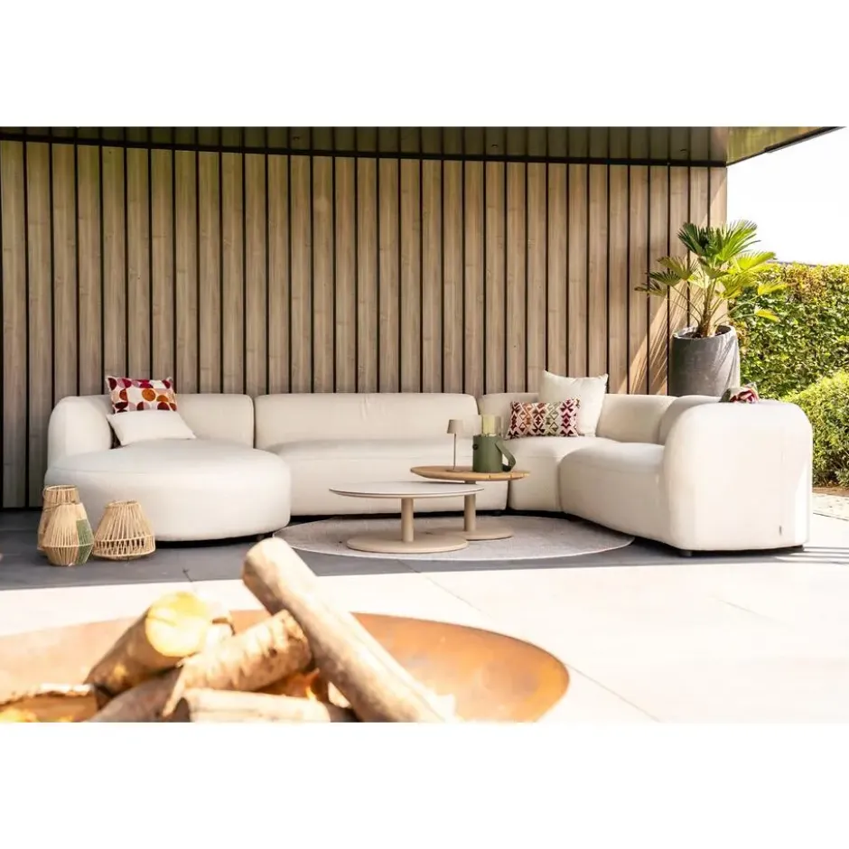 Madeira ronde u-vorm hoekbank + chaise longue rechts - Naturel Sunbrella