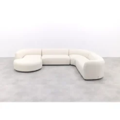 Madeira ronde u-vorm hoekbank + chaise longue rechts - Naturel Sunbrella