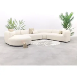 Madeira ronde u-vorm hoekbank + chaise longue rechts - Naturel Sunbrella