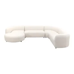 Madeira ronde u-vorm hoekbank + chaise longue rechts - Naturel Sunbrella