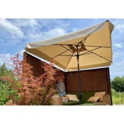 Madison Delos Luxe stokparasol 200x300 cm. - Ecru met Sevilla voet en hoes