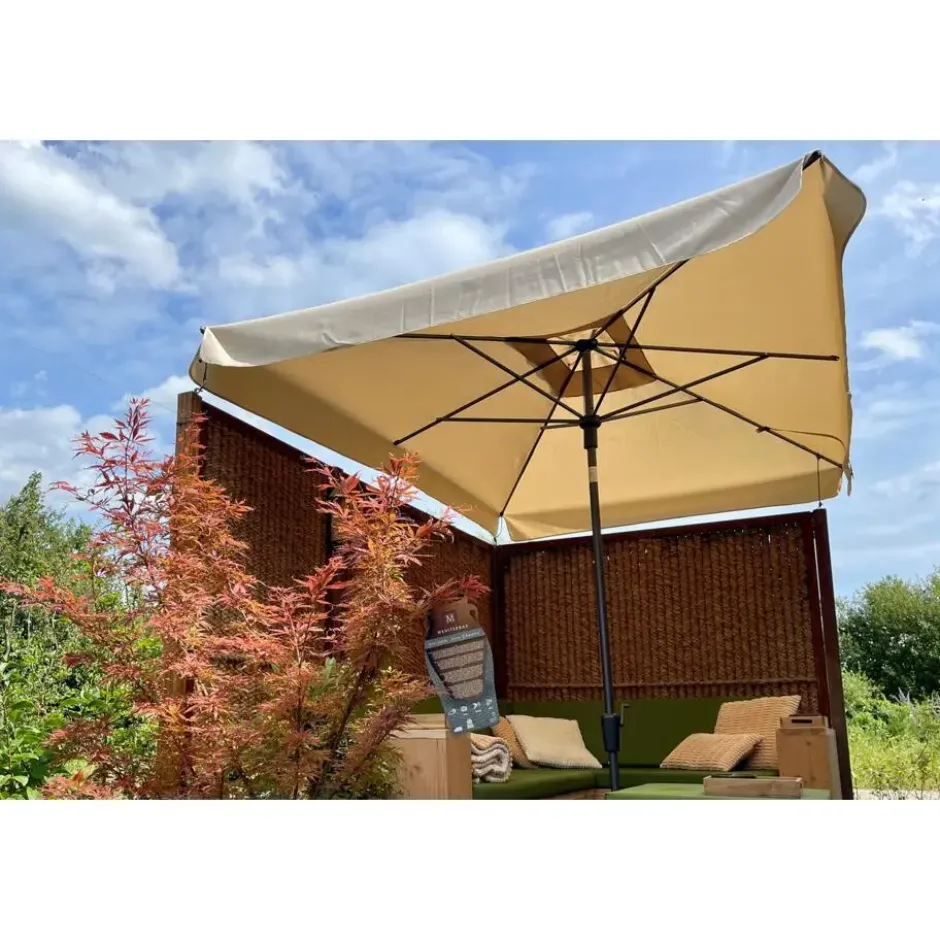 Madison Delos Luxe stokparasol 200x300 cm. - Ecru met Sevilla voet en hoes